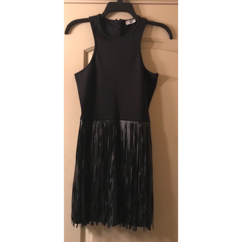 Black faux leather mini dress